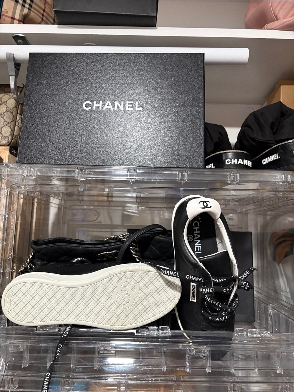 CHANEL Black Logo Sneakers - Picture 3 of 4